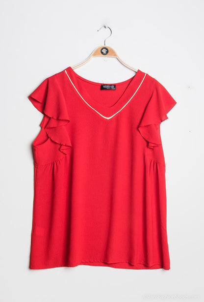 Ruffled blouse - Stora Storlekar