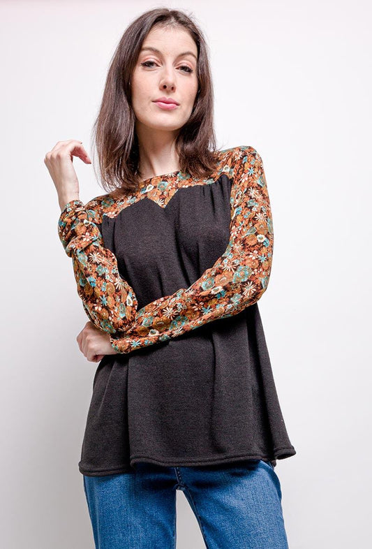 Blouse with printed flowers - Plus Size