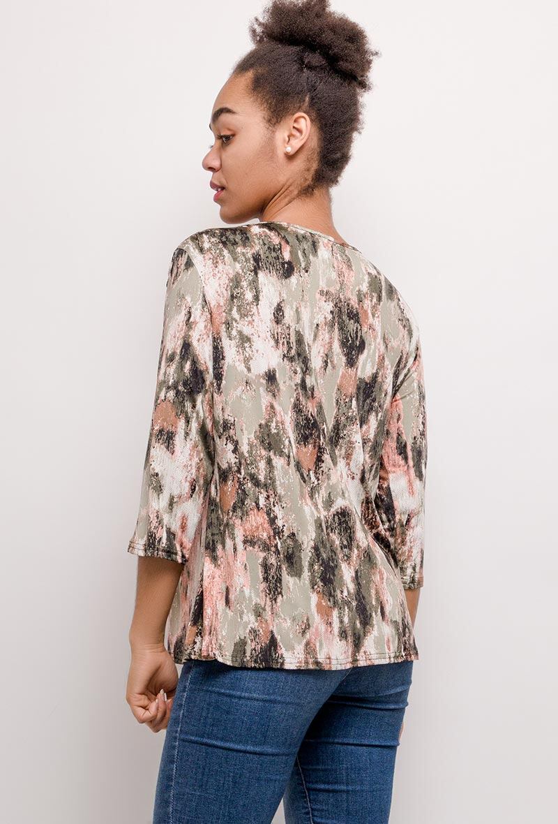 Stretch Printed Blouse - Plussize