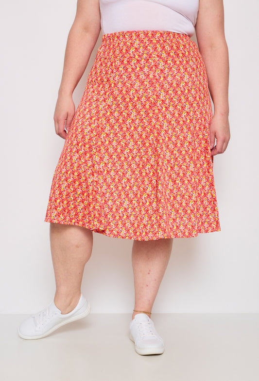 Flared lined printed skirt - Plus Size