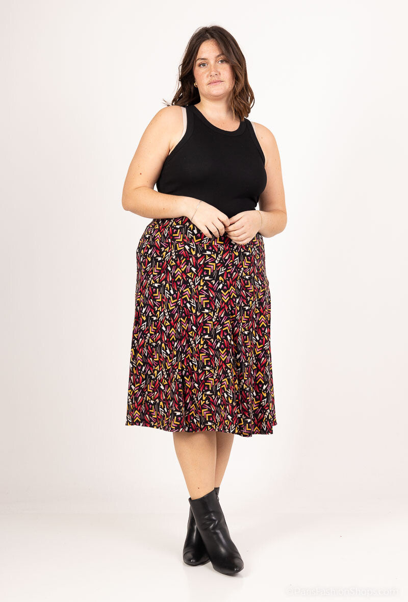 Lined printed skirt - Stora Storlekar