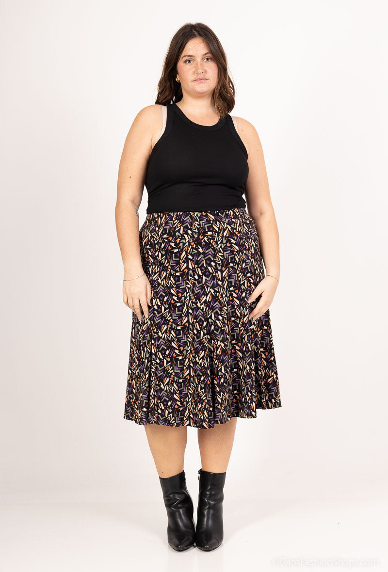 Lined printed skirt - Stora Storlekar