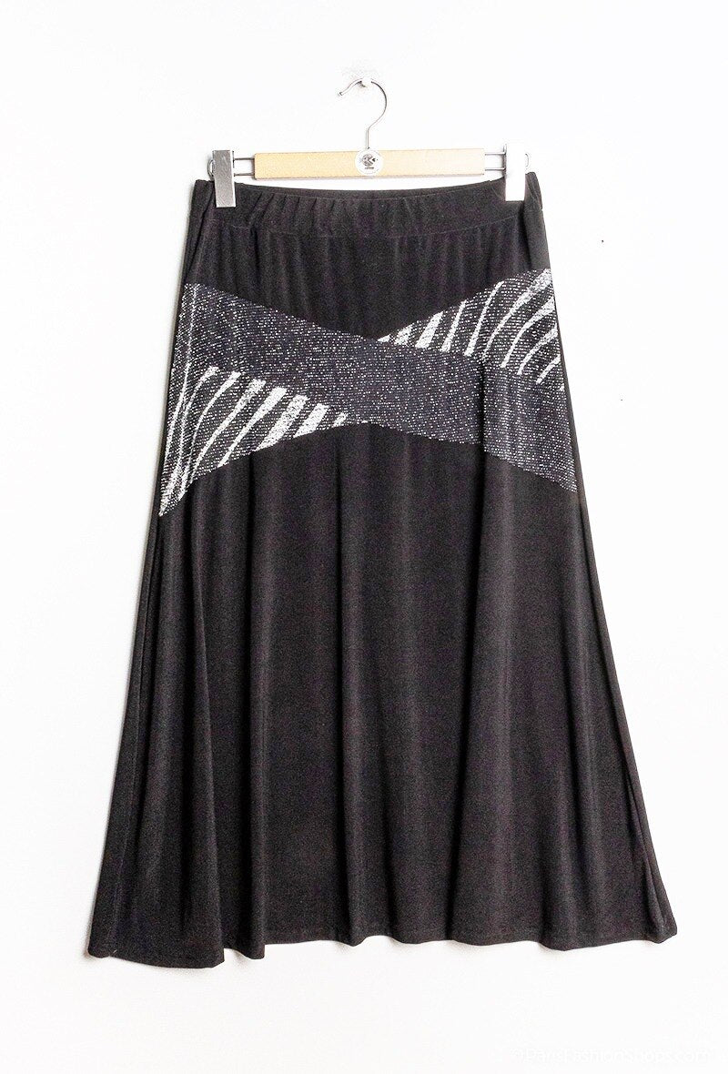 Midi kjol med glittrande detaljer - Plus Size - Silver / 42 44 - Skirts