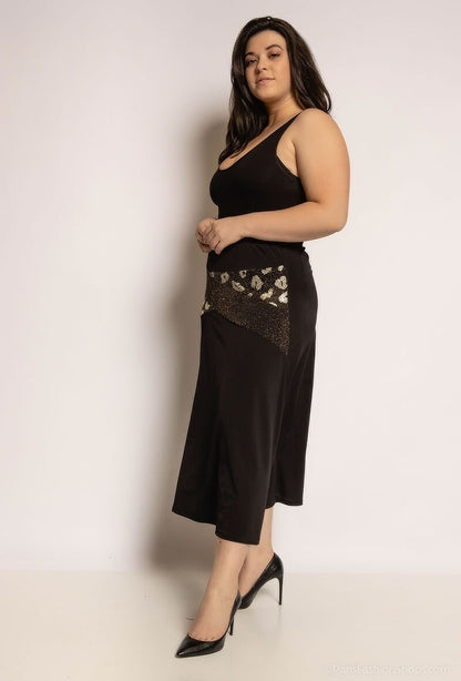 Midi kjol med glittrande detaljer - Plus Size - Skirts