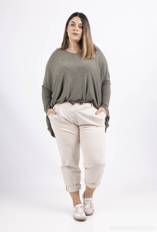 Carrott pants in mixed cotton jersey - Plus Size