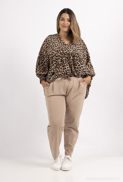 Carrott pants in mixed cotton jersey - Plus Size