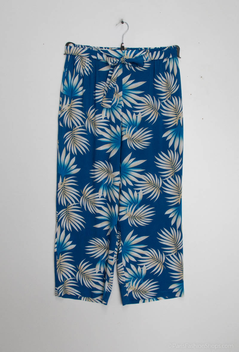 Loose printed pants with belt - Plus Size