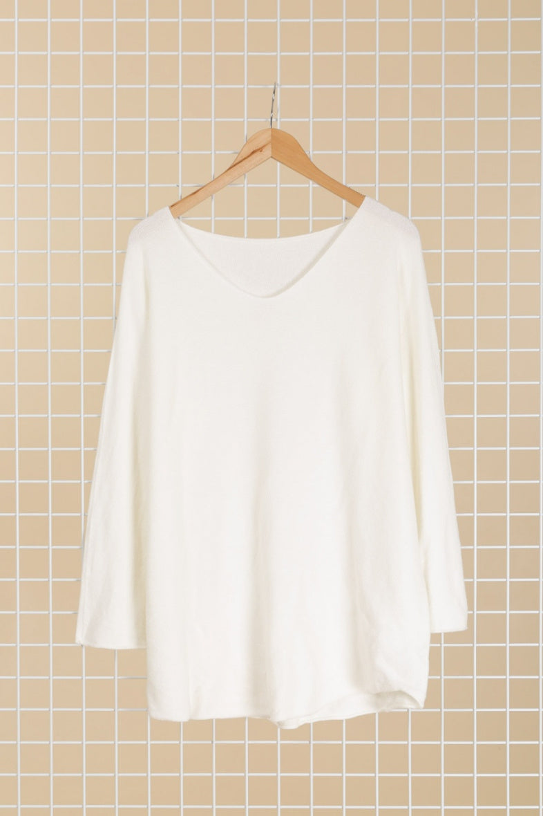 Soft V-neck jumper - Stora Storlekar