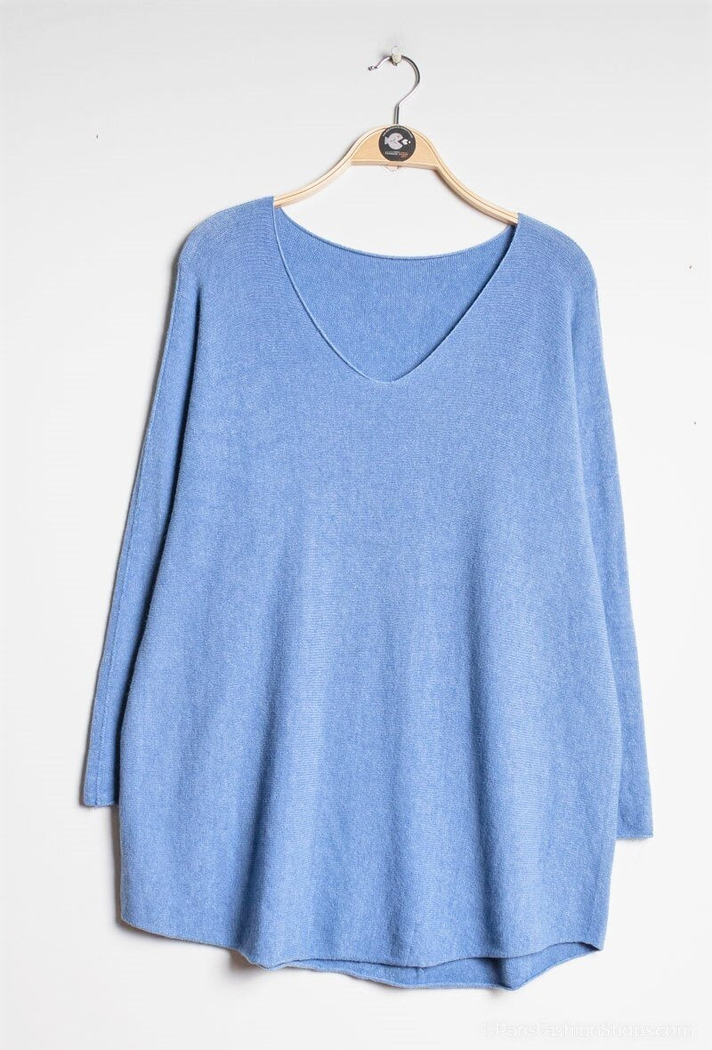 Soft V-neck jumper - Stora Storlekar