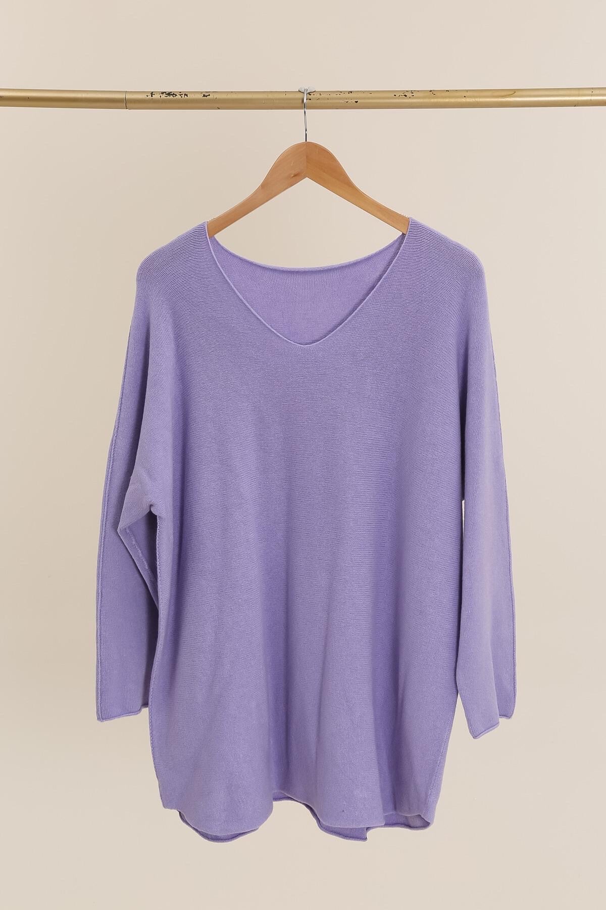 Soft V-neck jumper - Stora Storlekar