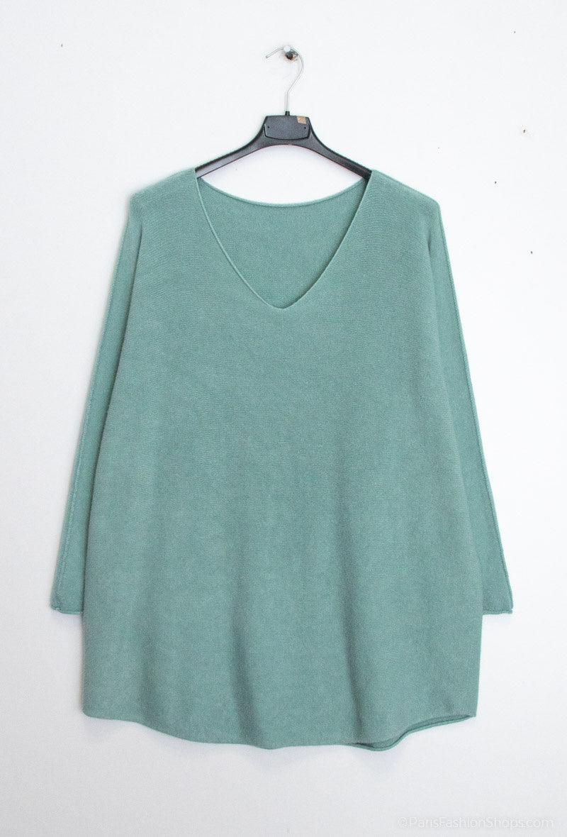 Soft V-neck jumper - Stora Storlekar