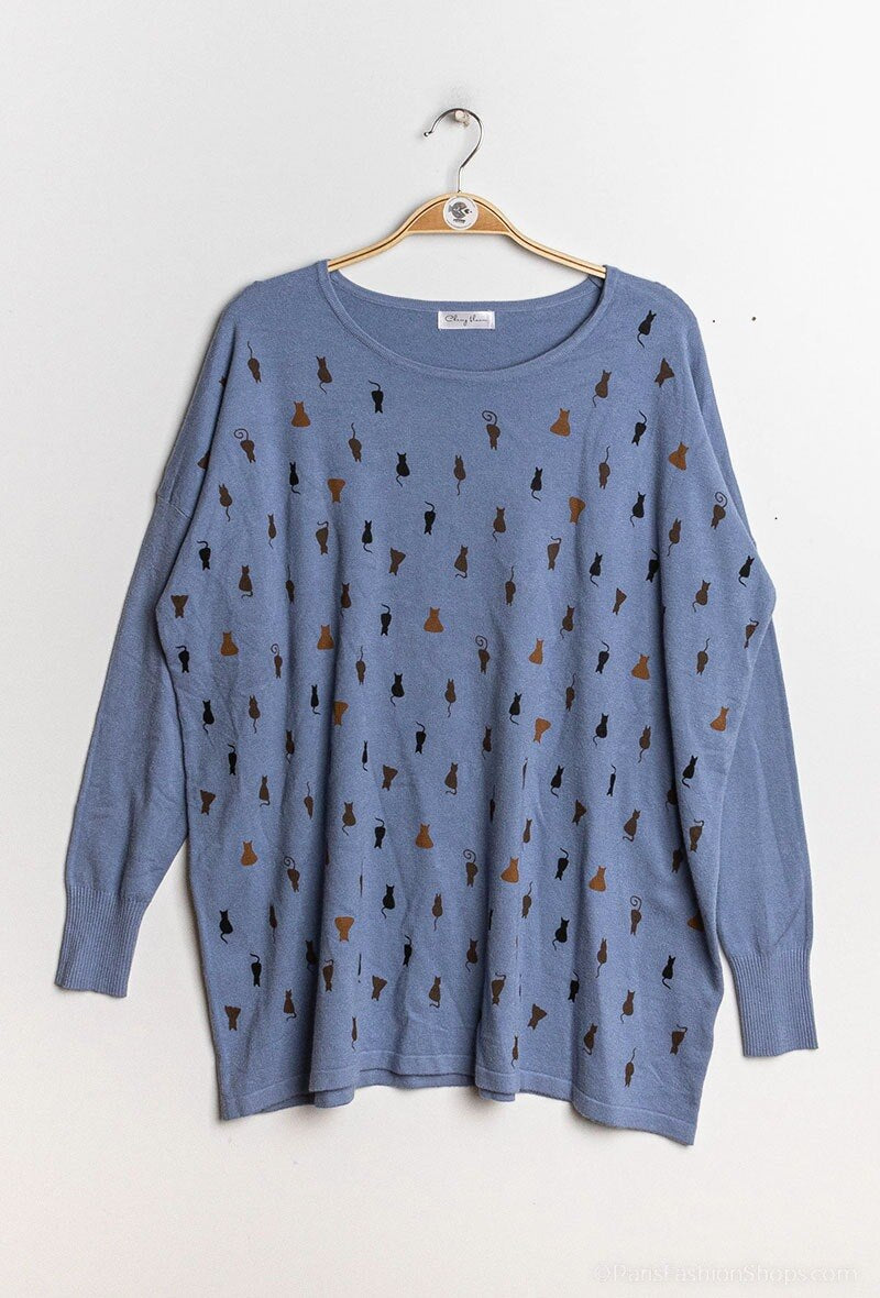 Printed knit sweater - Stora Storlekar