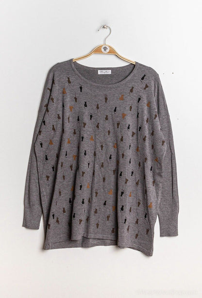 Printed knit sweater - Stora Storlekar