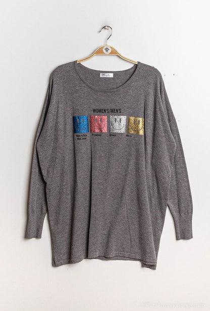 Printed knit sweater - Stora Storlekar