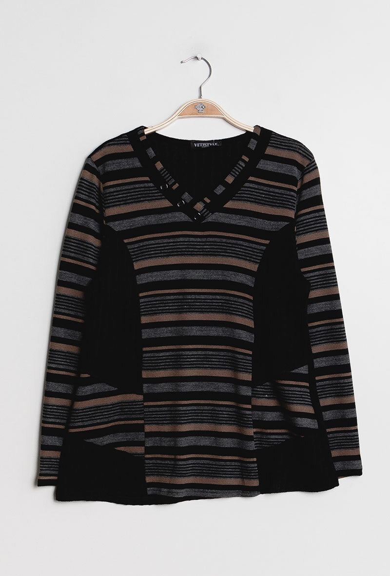 Striped sweater - Stora Storlekar