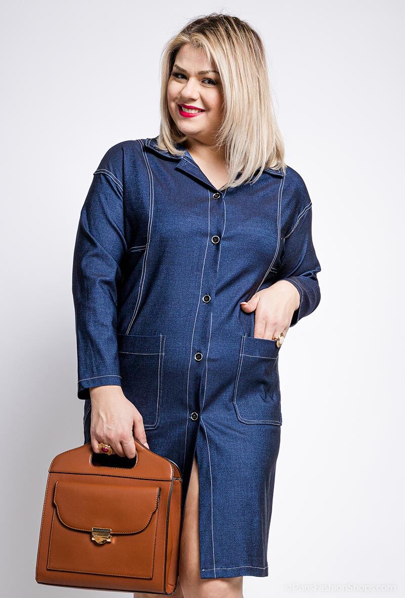 Denim shirt dress - Stora Storlekar