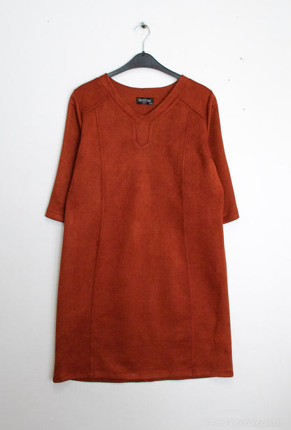 Suede effect dress - Stora Storlekar