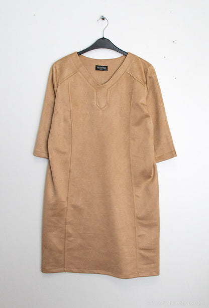 Suede effect dress - Stora Storlekar