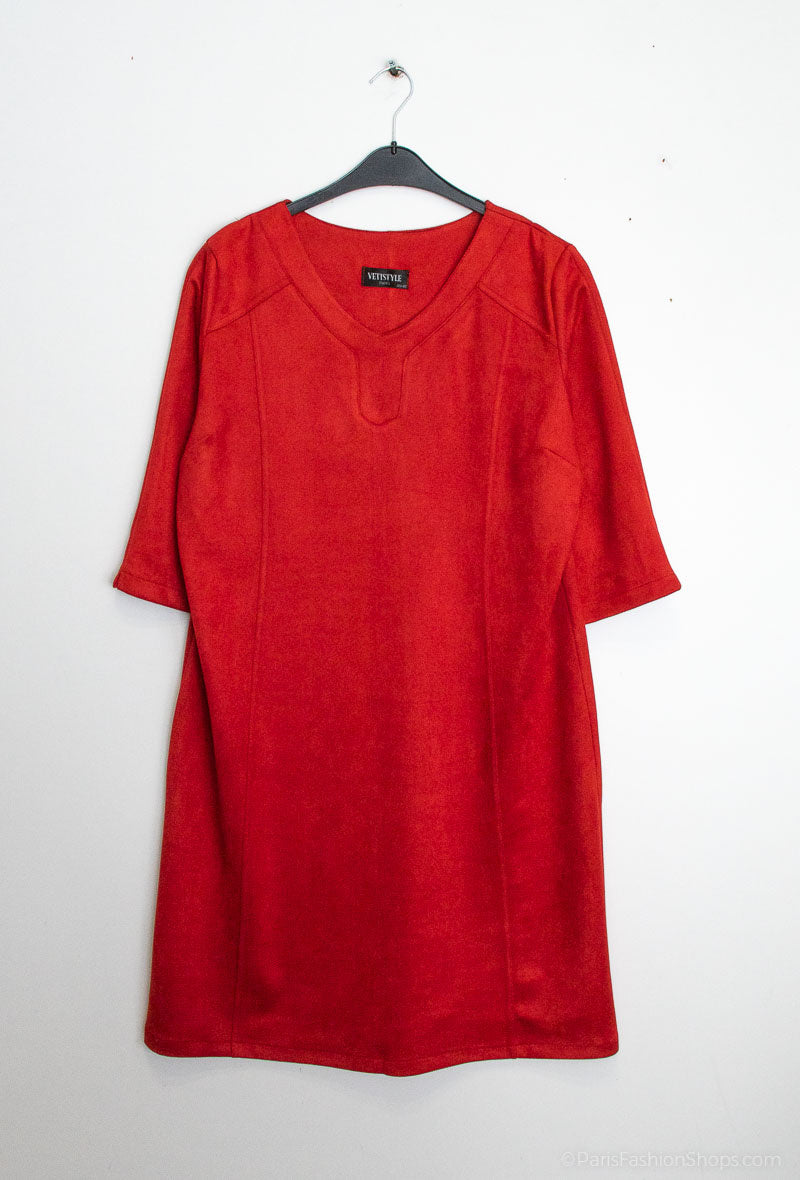 Suede effect dress - Stora Storlekar