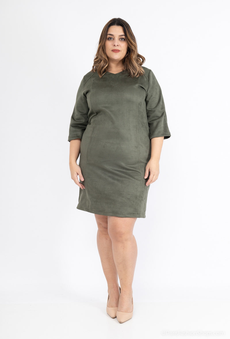 Suede effect dress - Stora Storlekar