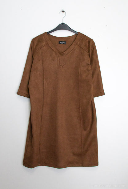 Suede effect dress - Stora Storlekar