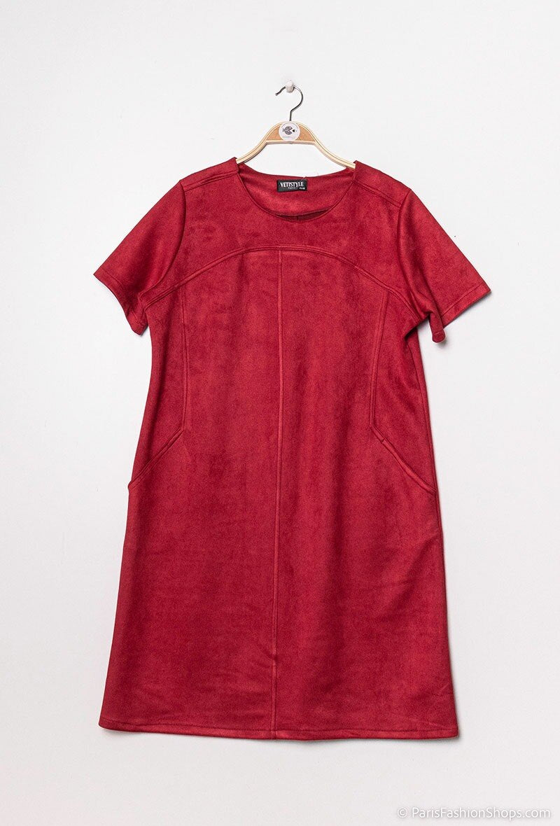 Suede dress - Stora Storlekar