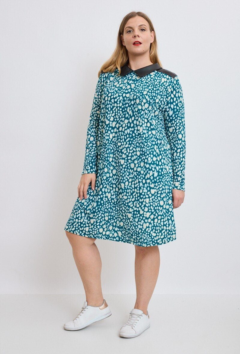 Printed Knit Dress - Stora Storlekar