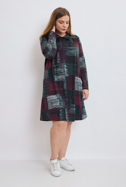 Printed knit dress - Stora Storlekar