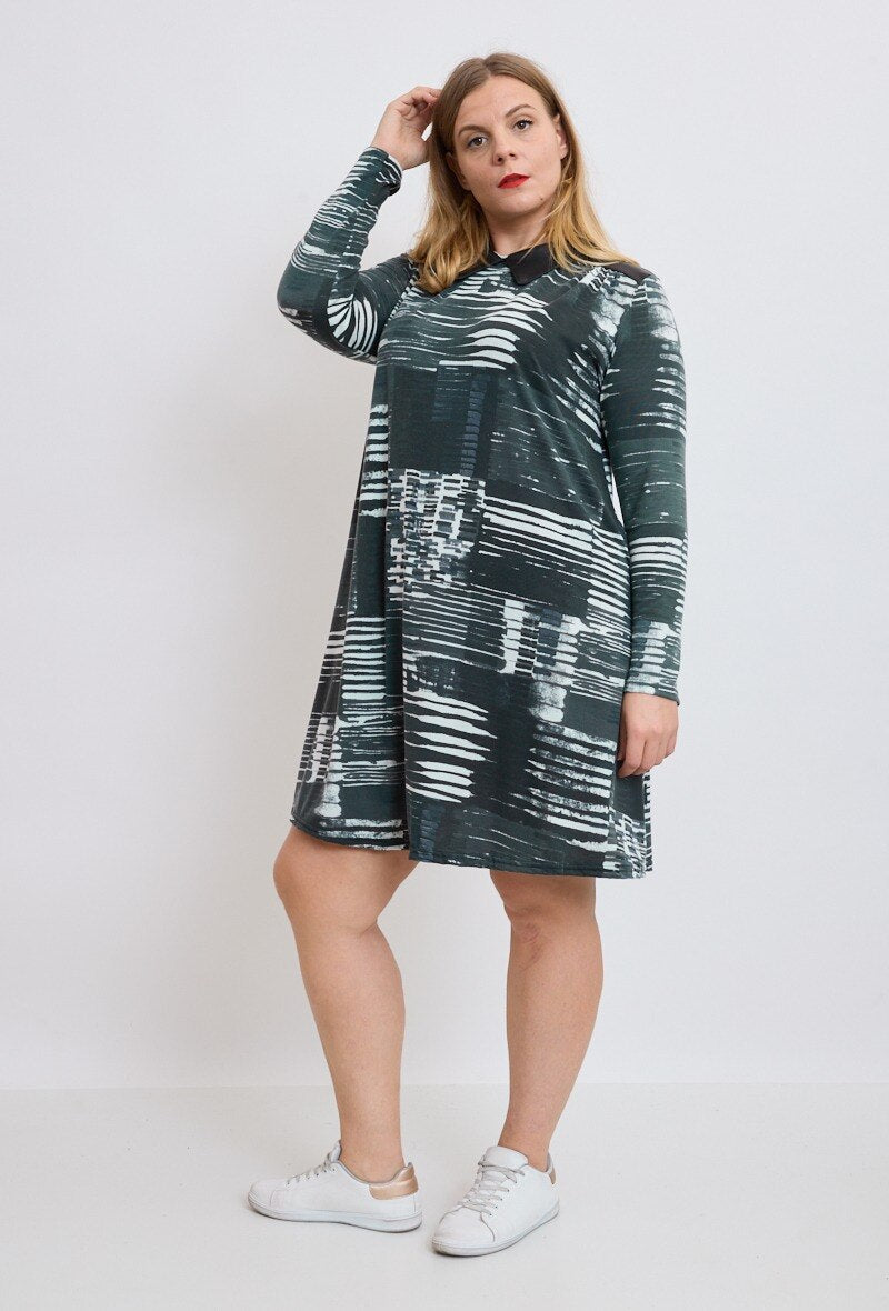 Printed Knit Dress - Stora Storlekar