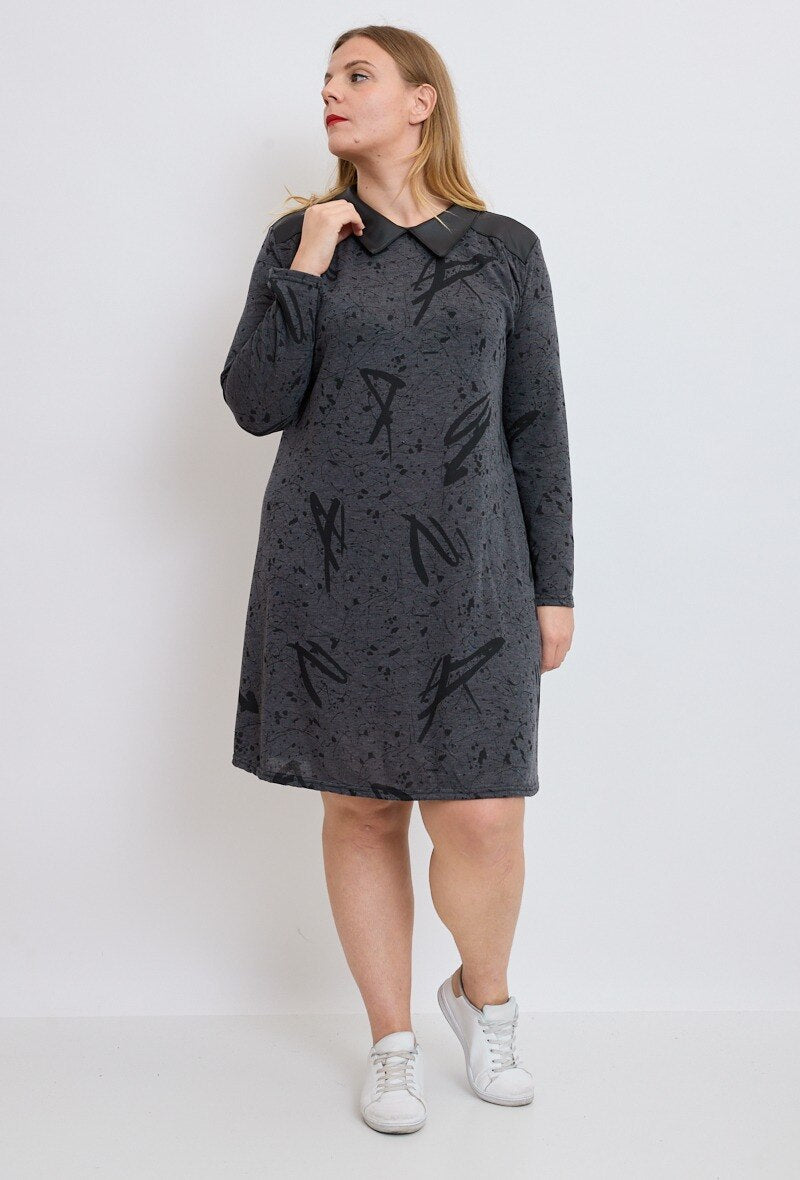 Printed knit dress - Stora Storlekar