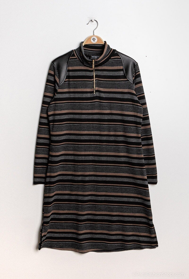 Striped knit dress - Stora Storlekar