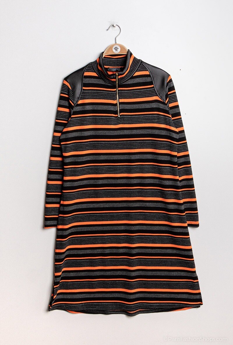 Striped knit dress - Stora Storlekar