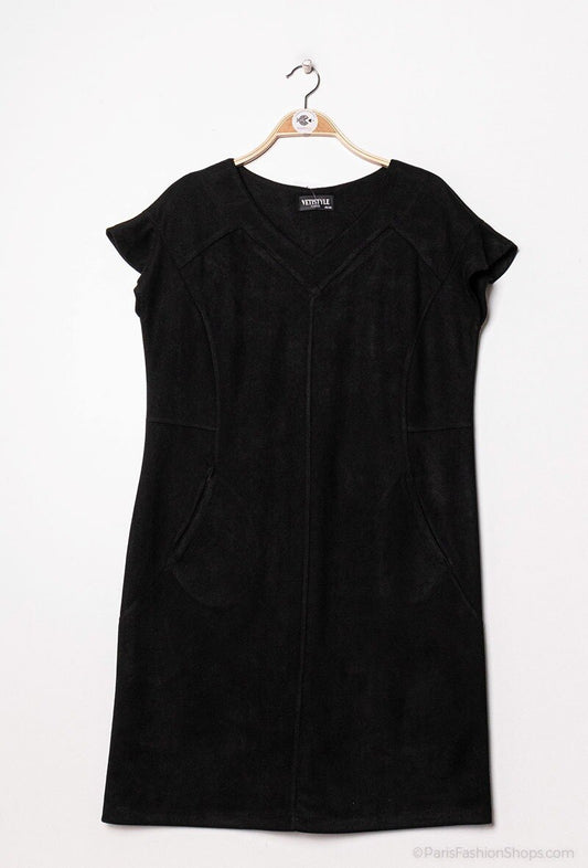 Faux suede dress - Stora Storlekar