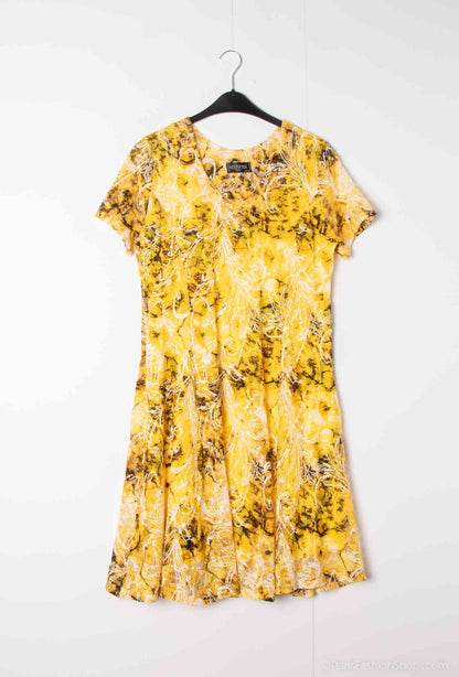 Lace printed dress doubled flared - Stora Storlekar