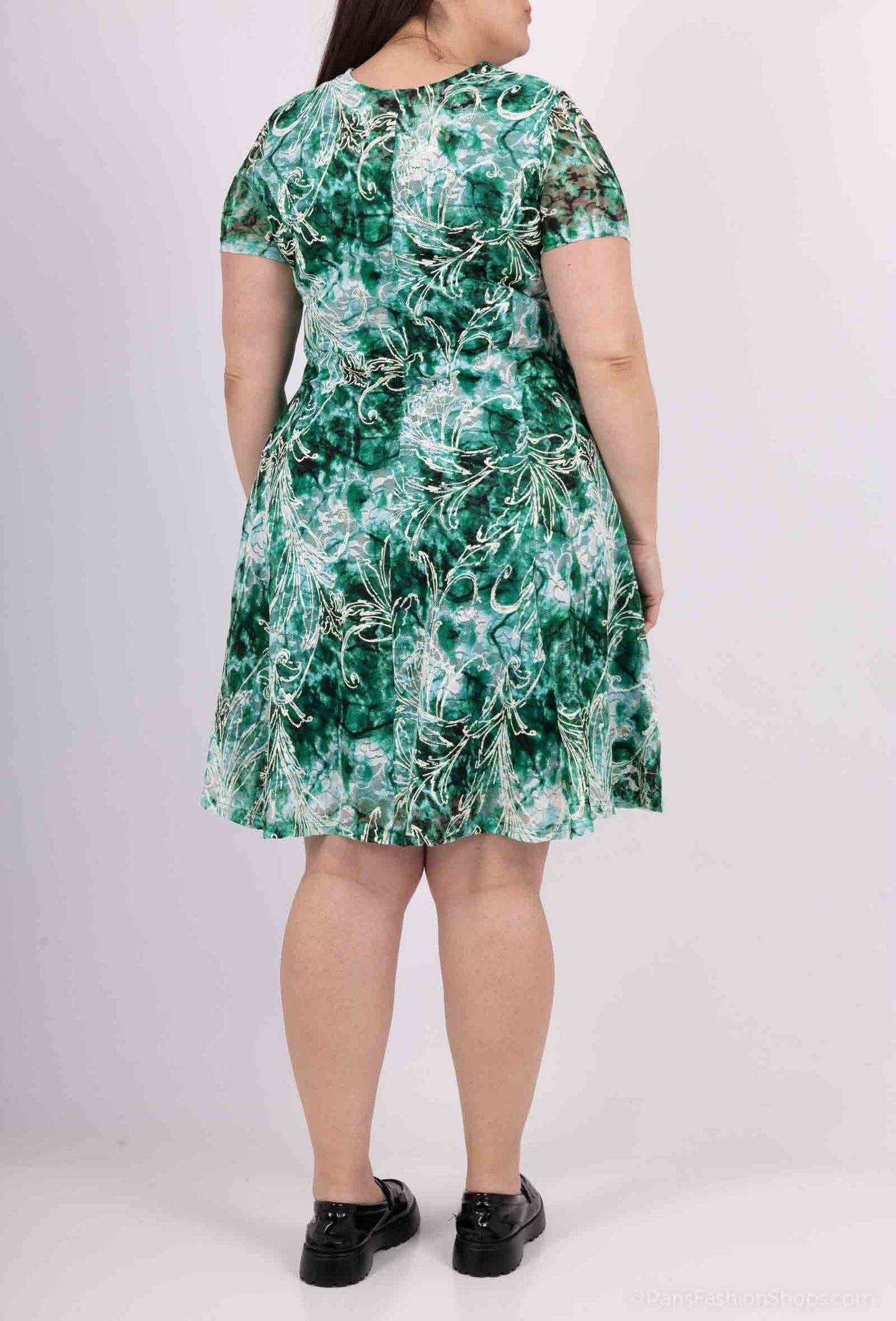 Lace Printed Dress Doubled Flared - Stora Storlekar