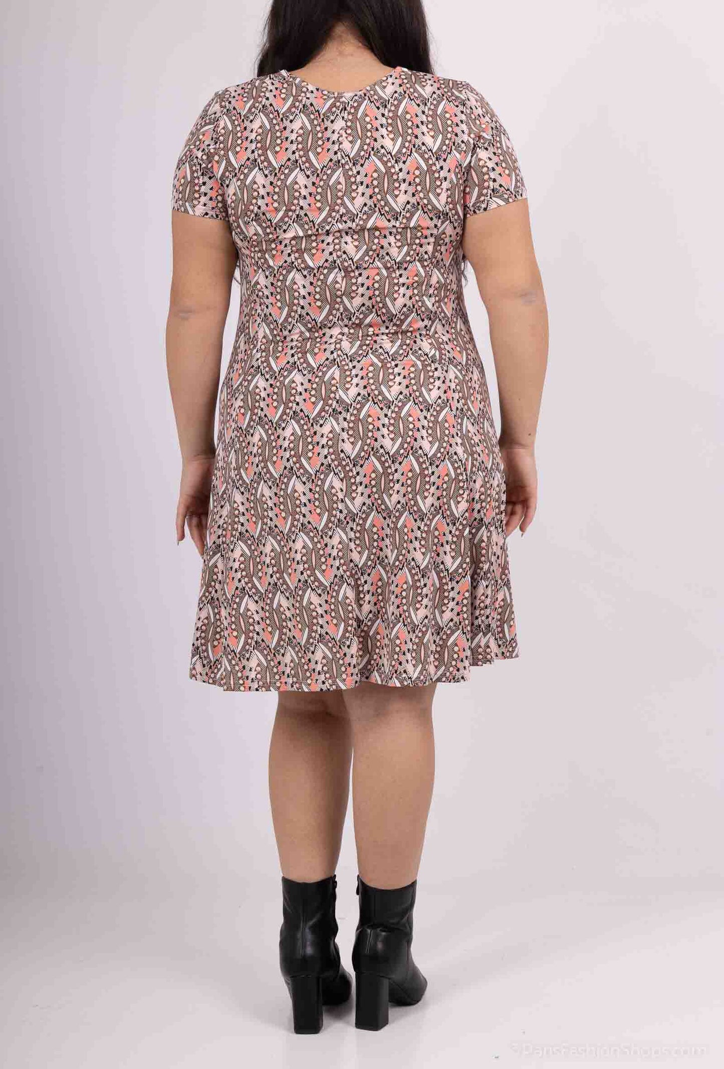 Flared Printed Dress - Stora Storlekar