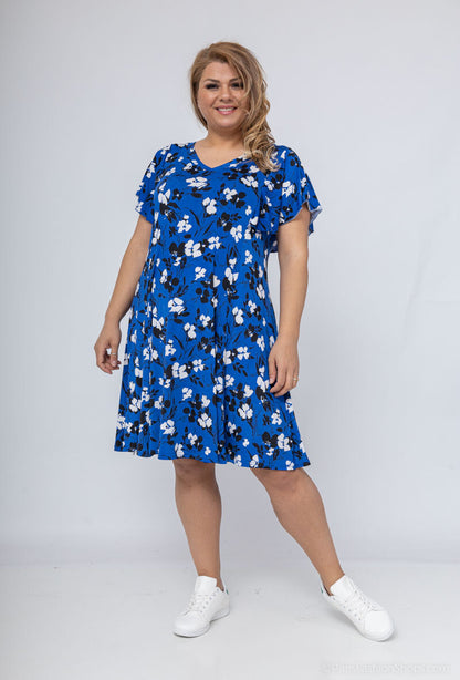 Flared printed dress - Stora Storlekar