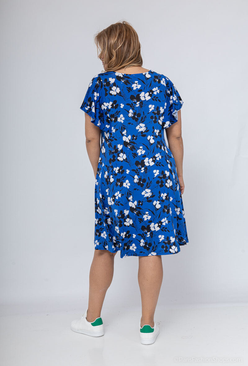 Flared Printed Dress - Stora Storlekar