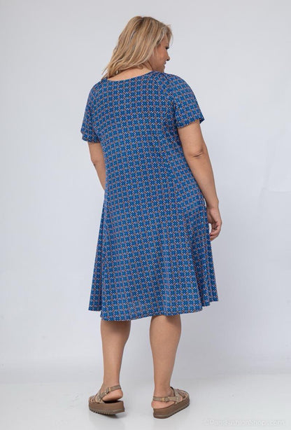 Flared Printed Dress - Stora Storlekar