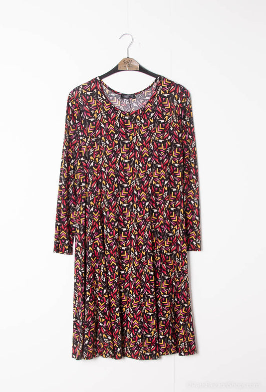 Flared printed dress - Stora Storlekar