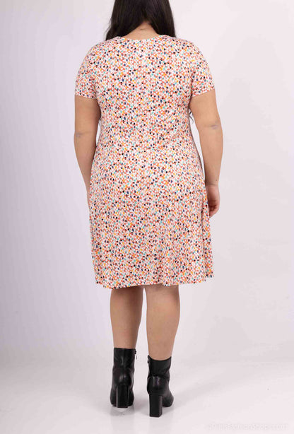 Flared Printed Dress - Stora Storlekar