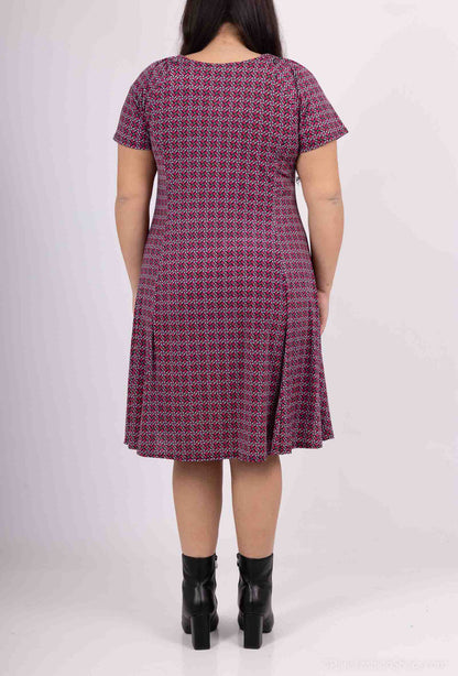 Flared Printed Dress - Stora Storlekar