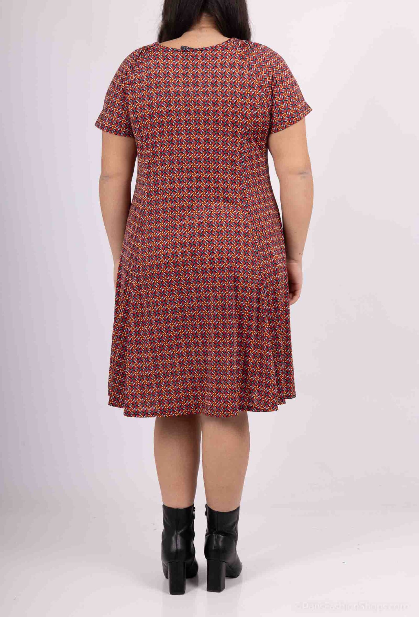 Flared Printed Dress - Stora Storlekar