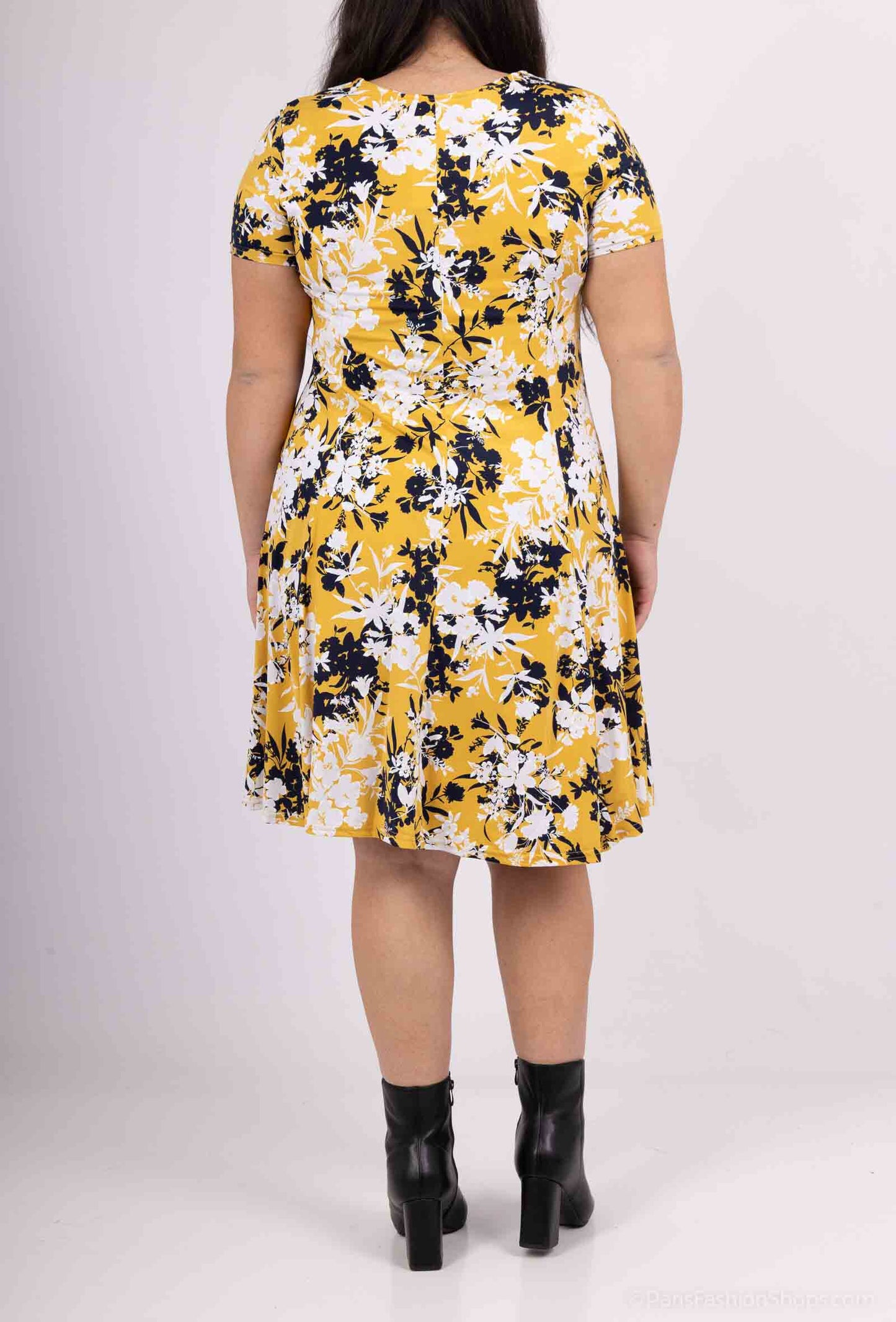 Flared Printed Dress - Stora Storlekar