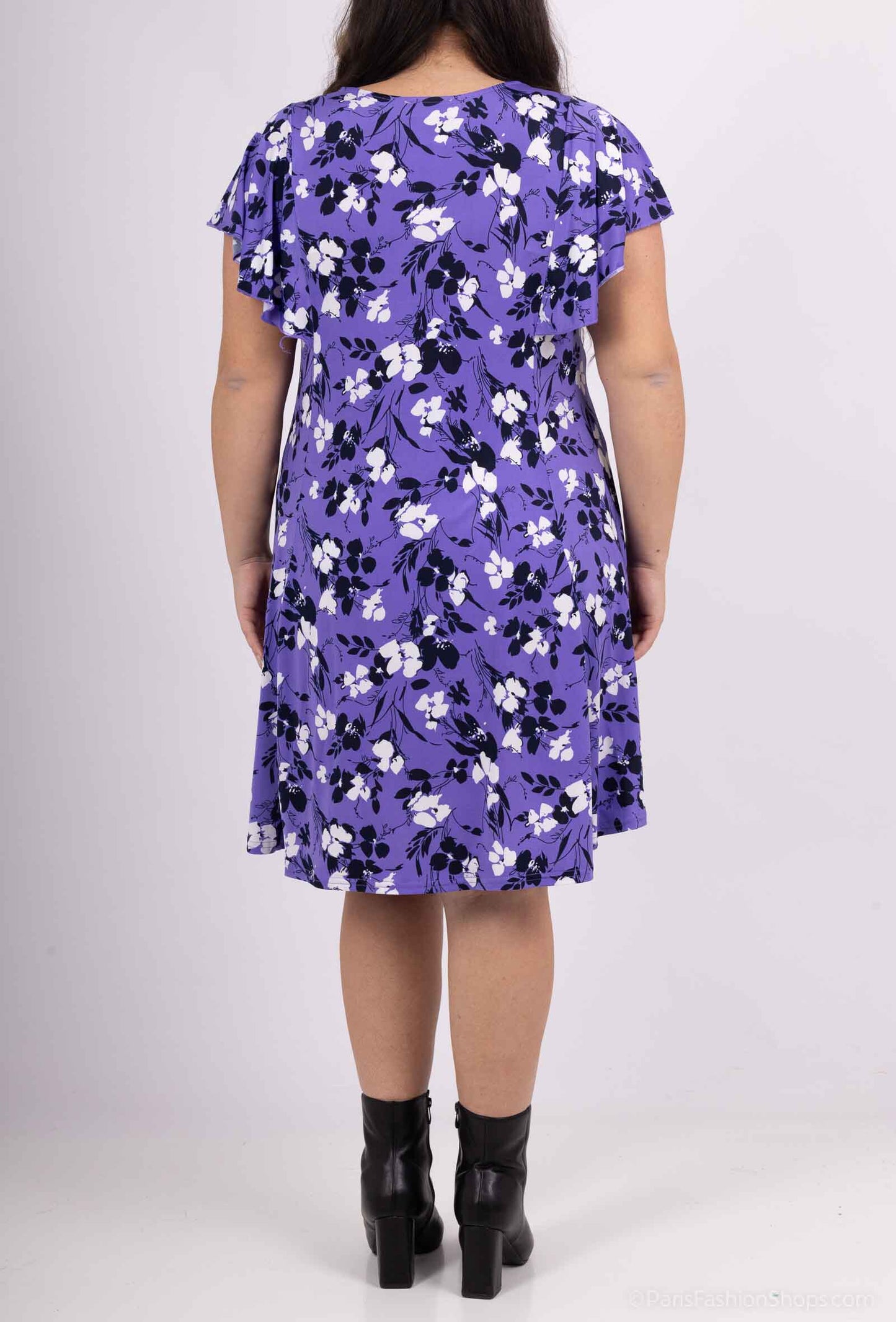 Flared Printed Dress - Stora Storlekar