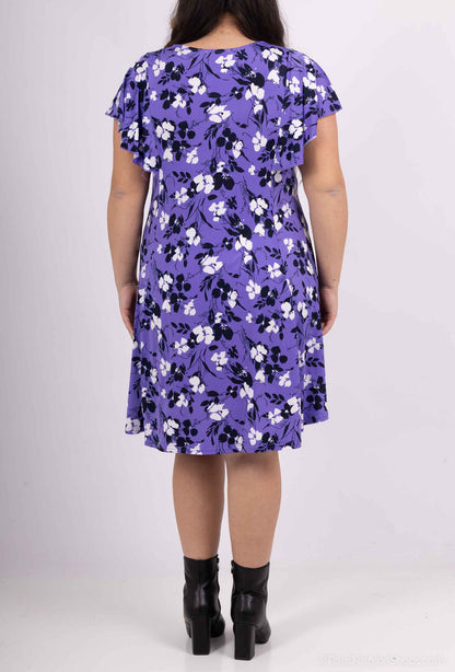 Flared Printed Dress - Stora Storlekar