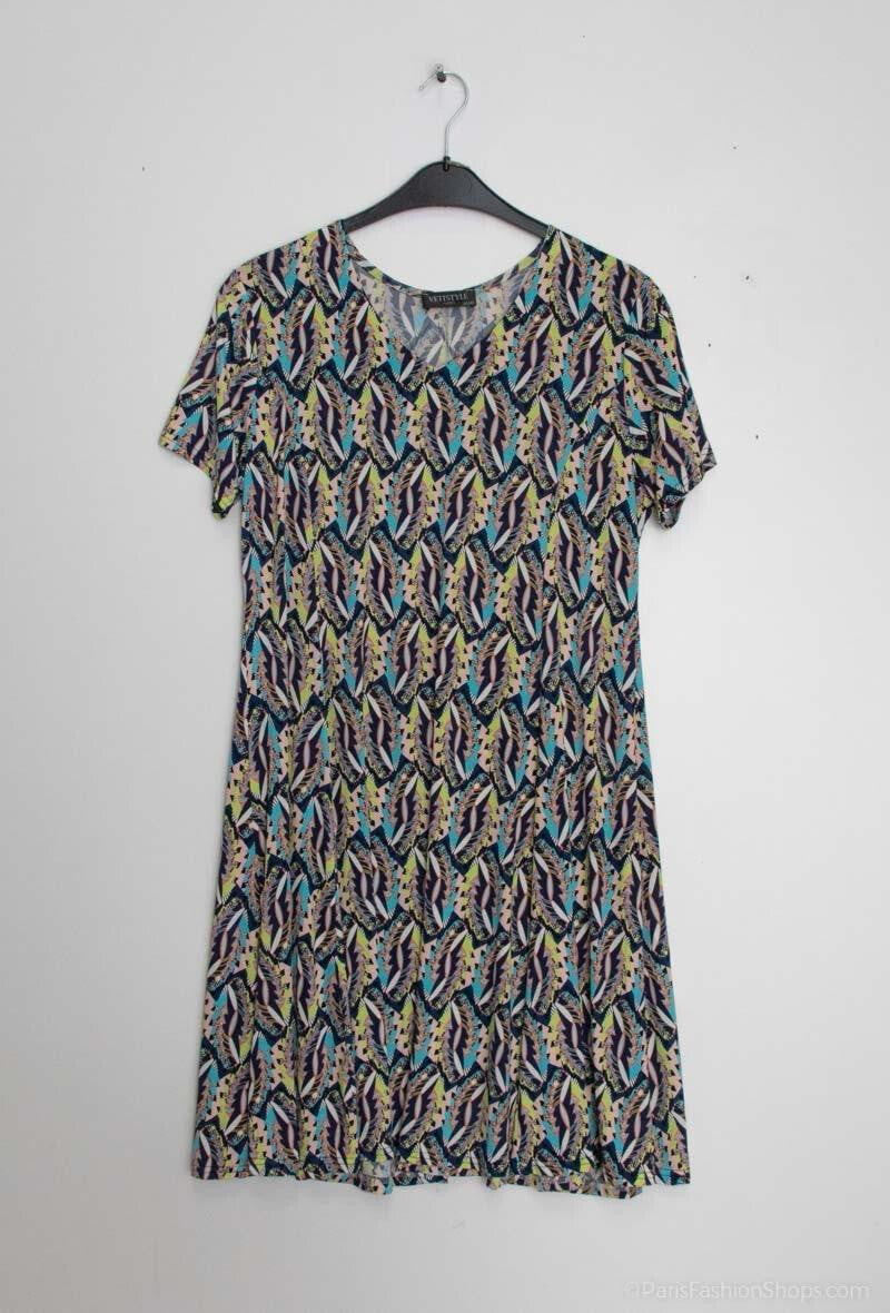 Flared printed dress - Stora Storlekar