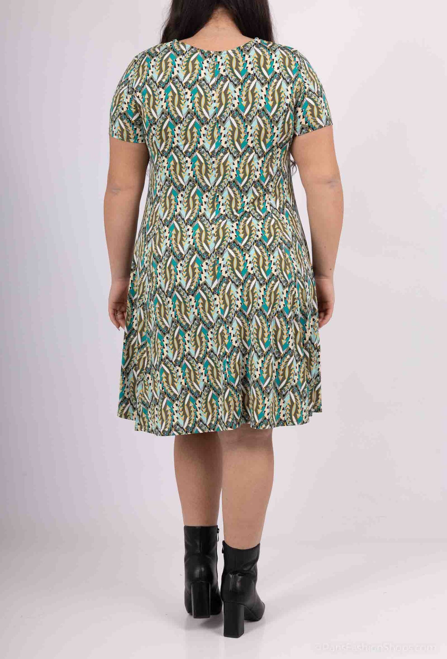 Flared Printed Dress - Stora Storlekar