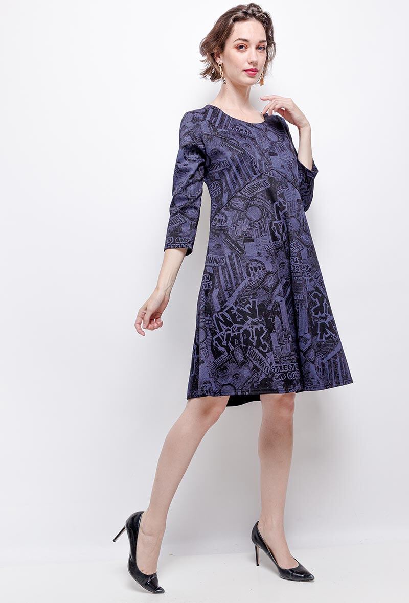 Printed dress - Stora Storlekar