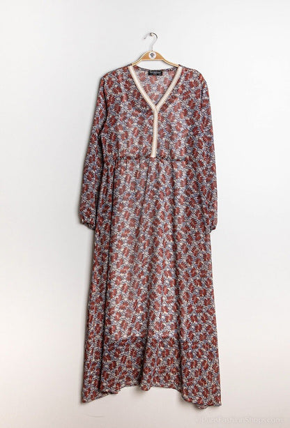 Long printed dress - Stora Storlekar